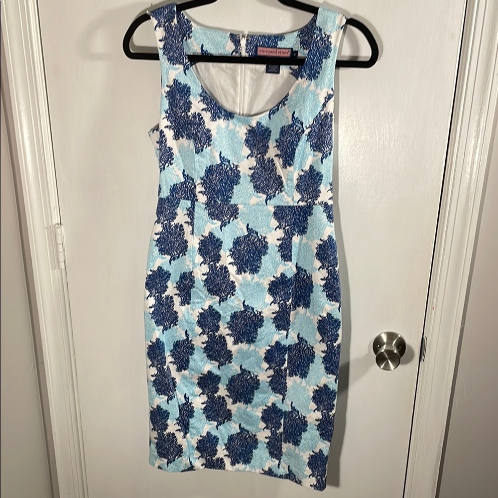 Vineyard Vines by Shep & Ian Blue Sheath Mini Dress with Scoop Neck